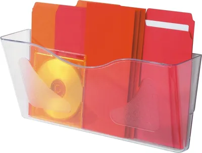Produktbild von Wandprospekthalter 381x105x175mm quer transparent Packung mit 6 Stück