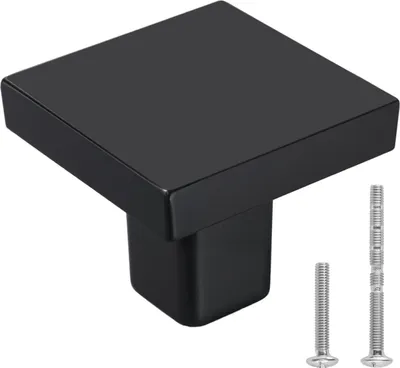 Immagine prodotto di Pomelli per mobili - Set di 10 pomelli per armadi - 3 cm - Quadrato - Lega di zinco massiccio - Con viti - Per armadi e cassetti - Nero