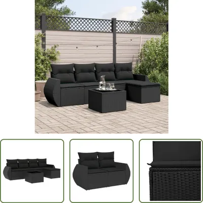 Produktbild von The Living Store 6-tlg. Garten-Sofagarnitur mit Kissen Schwarz Poly Rattan