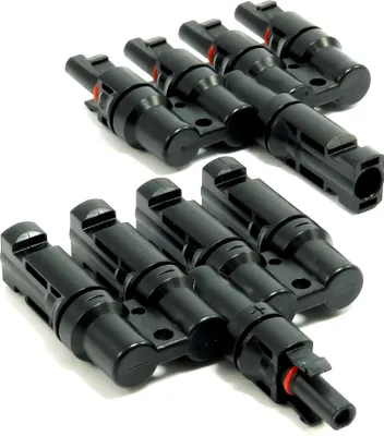 Produktbild von Solarstecker kompatibel mit MC4 Y 2 fach, 3 fach, 4 fach, 5 fach, 6 fach Stecker Kabel Verteiler : T 4 fach Stecker Stecker: T 4 fach Stecker