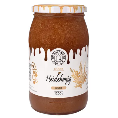 Produktbild von Heidehonig 1200g Roh und Frisch Großes Glas Honig direkt aus der Imkerei