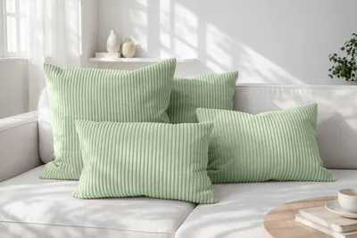 Produktbild von Amilian Dekokissen 4er Set mit Füllung, Cord-Optik, 40x40 & 35x45 cm - Blattpoesie