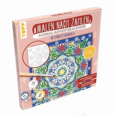 Produktbild von Adventskalender Malen nach Zahlen Weihnachtsmandala