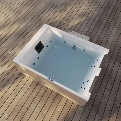 Produktbild von HOME DELUXE - Outdoor Whirlpool NIMBUS - mit Treppe und Thermoabdeckung - Maße: 190 x 140 x 70 cm- Inkl. Heizung, 18 Massagedüsen I Außen Whirlpool für 2 Personen