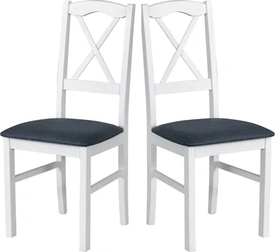 Image de Chaise de salle à manger, bois de chêne massif Chaise Chaise de cuisine - Set 2x Nilo 11, blanc
