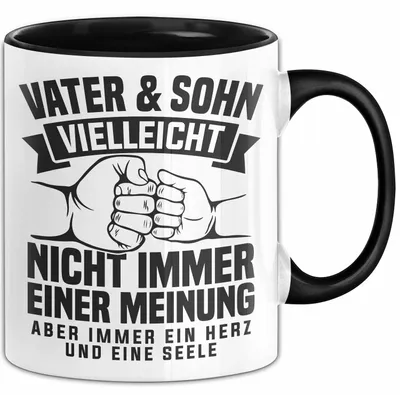 Zdjęcie produktu dla Filiżanka „Ojciec i syn” – prezent na Dzień Ojca. Być może nie zawsze się zgadzamy (czarna)