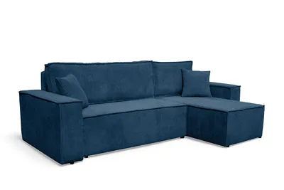 Image de VENASI HUGO Canapé d'angle universel avec fonction de couchage et coffre de lit Cordon bleu Canapé-lit d'angle Canapé