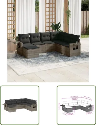 Produktbild von The Living Store 7-tlg. Garten-Sofagarnitur mit Kissen Grau Poly Rattan