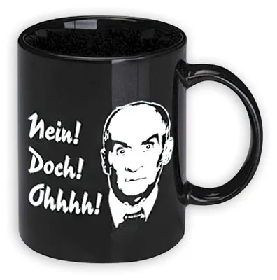 Produktbild von Close Up Nein! Doch! Ohhh! Tasse Louis de Funes, Keramik, spülmaschinengeeignet, 320 ml, schwarz