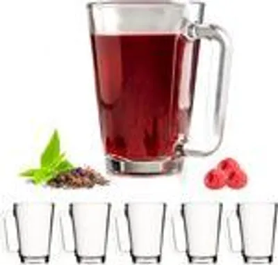 Produktbild von PLATINUX Teegläser mit Henkel aus Glas Kaffeegläser 220ml (max.280ml) Set 6-Teilig groß Glastassen spülmaschinenfest