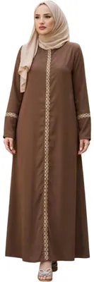 Produktbild von Damen Gebetskleid Maxi Kleid Bestickte Ärmel Elegant Braun S
