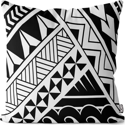 Produktbild von VOID Tribals Schwarz Weiss Kissenbezug Kissenhülle Sofakissen Kissen Deko Outdoor-Kissen Dekokissen