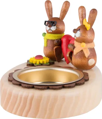 Produktbild von Teelichthalter Hasenpaar mit Herz (5cm) von HoDreWa Legler