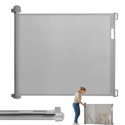 Zdjęcie produktu dla Wyjmowane barierkę ochronną dla dzieci i zwierząt domowych - 87 x 180 cm - siatka PVC - zamek obrotowy obsługiwany jedną ręką - szybki montaż - oszczędza miejsce - podwójny system zabezpieczeń