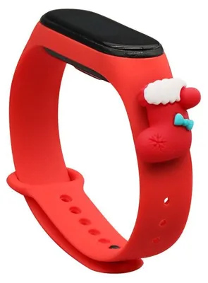 Zdjęcie produktu dla Strap Xmas opaska do Xiaomi Mi Band 4 / Mi Band 3 świąteczny silikonowy pasek bransoletka czerwony (skarpeta)