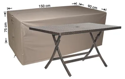 Produktbild von Raffles Covers Raffles Covers Gartentisch-Schutzhülle | Atmungsaktiv | Wasserdicht | UV-beständig | Doppelnähte | Elastischer Kordelzug - Farbe: Taupe, Masse: 150 x 90