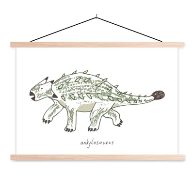 Obrázok produktu pre MuchoWow® Textilný plagát - Škôlka - Ankylosaurus - Dinosaurus - Chlapci - Dievčatá - Deti - 60x40cm - S hnedými lamelami