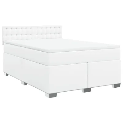 Produktbild von Boxspringbett mit Matratze Weiß 140x200 cm Kunstleder