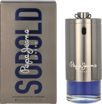 A perfume box and bottle are displayed side-by-side against a light gray background.