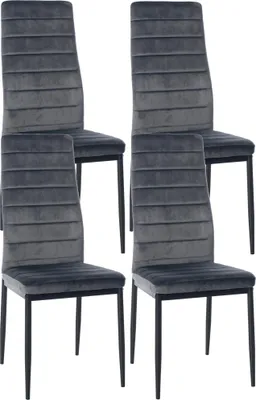 Produktbild von CLP 4er Set Esszimmerstühle Mayfair gepolstert mit Metallgestell grau Material Samt