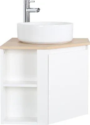 Produktbild von Eckwaschtisch-Set + weißes Waschbecken + SORRENTO-Armatur
