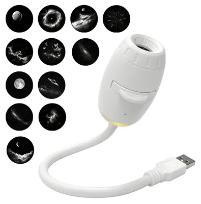 Zdjęcie produktu dla Projektor nieba, projektor galaktyk, projektor gwiazd - 12 slajdów - USB - Biały