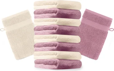 Produktbild von Betz 10 Stück Waschhandschuhe 16x21 cm PREMIUM 100% Baumwolle Farbe: altrosa und beige