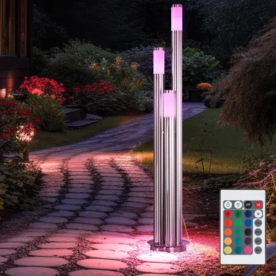 Produktbild von RGB LED Stehlampe, Edelstahl, dimmbar, Fernbedienung, H 170 cm