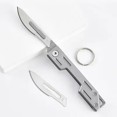 Zdjęcie produktu dla Składany nóż z 10 ostrzami, model #24, nóż kieszonkowy do codziennego użytku (EDC), breloczek, rękojeść z materiału G10, stal nierdzewna/tytan, kompaktowy