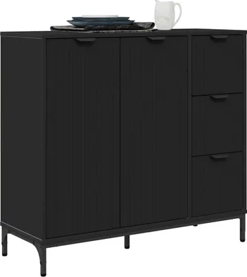 Zdjęcie produktu dla vidaXL Kredens czarny 89,5 x 33 x 82 cm Materiał drewnopochodny