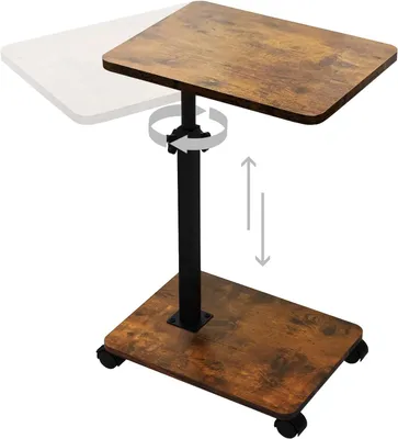 Beistelltisch C-Form höhenverstellbar mit Rollen MDF 40x30 cm