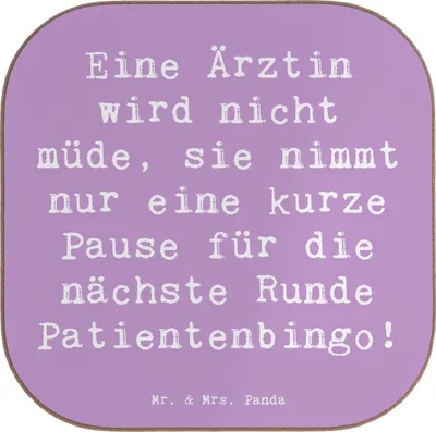 Produktbild von Mr. & Mrs. Panda Untersetzer für Gläser Spruch Ärztin Pause - Lavendeltraum - Geschenk, Berufe, gläseruntersetzer, Tischschoner, humorvoll, Berufsliebe, Hingabe, Heilung