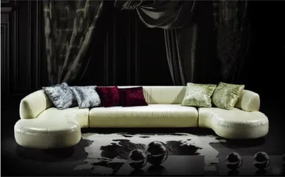 Produktbild von Chesterfield Ecksofa U-Form Luxus Couch Ledersofa Sofas Weiß Modern