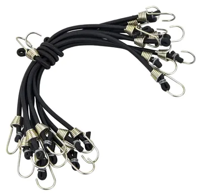 Productafbeelding van Elastische spanbanden met haken, 10 stuks, 25 cm, zwart