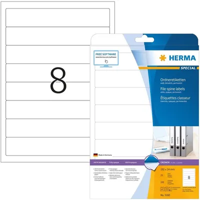 Produktbild von Ordneretiketten A4 weiß 192x34 mm Papier matt blickdicht 200 St.