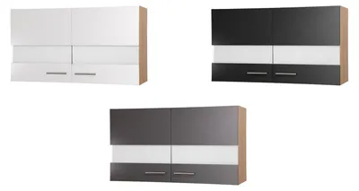 Produktbild von Oberschrank Hängeschrank 100 cm Eiche Sägerau Weiß/Grau/Schwarz Merle Respekta