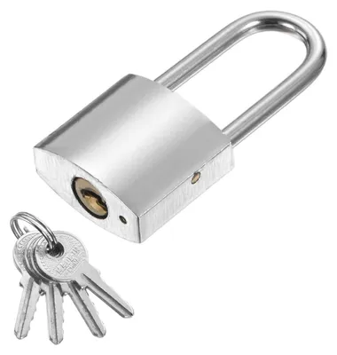 Zdjęcie produktu dla Zamek szyfrowy ze stali, 46x20 mm, srebrny, z 4 kluczami