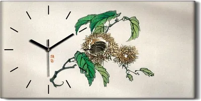 Produktbild von Wanduhr Uhr Wandbild Leinwand 60x30 Malerei Asiatischer Zweige Blätter Kunst - schwarze Hände