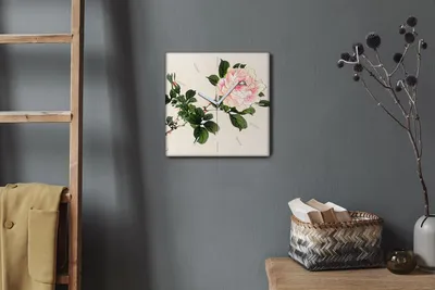 Produktbild von Coloray Hodiny Unikátní 30x30 cm  Tiché hodiny Pro obývací pokoj a kuchyň Nástěnné hodiny Plátno Bílé ručičky hodin - Asijské květiny