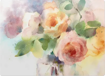 Produktbild von Aquarellierte Blumen – Bodenschutzmatte – Stuhlunterlage 140x100 cm – Rutschfest – Hartbodenmatte