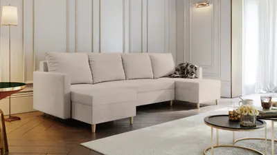 Produktbild von AX LIVING Sofa U Form mit Schlaffunktion Wesly U 290 cm – Stilvolles Beige