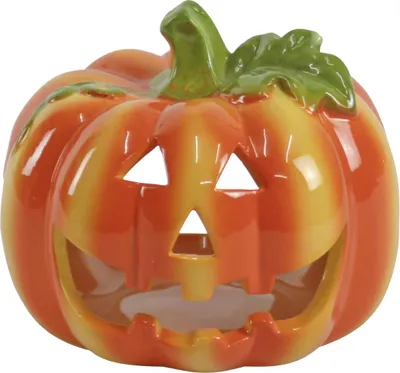 Produktbild von Windlicht Kürbis Keramik 12 cm orange