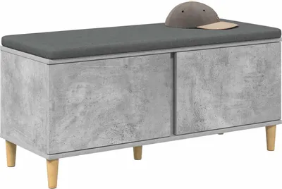 Produktbild von Cloris DesignMöbel Sitzbänke - Grau Flurbank mit Kissen mit Speicher Beton Grau 60x38x46cm Schlichtes3319650