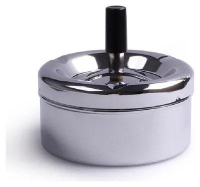 Produktbild von Dreh-Aschenbecher - rund - hochglanzpoliert - Chrom - 14 cm