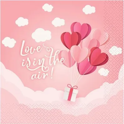 Produktbild von Liebe Love Is In The Air Pink Serviette 20 Stk. 33x33 cm