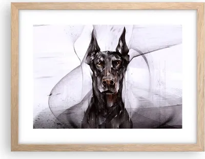 Produktbild von Gerahmtes Poster - Rahmen in heller Eiche - Hund Abstraktion - 40x30 cm - Wand Bild - Wanddeko - Wandbilder - Kunstposter - Wandposter - Bilderrahmen - Bilder - Kunstdruck - Wandbild - P2NAA40x30-3999