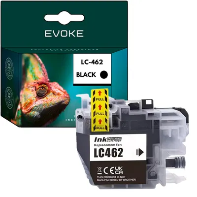 Obrázek produktu pro Evoke, inkoustové kazety, kompatibilní s tiskárnami Brother LC-462XL LC462XL, černá barva, objem 60 ml, kompatibilní s modely MFC-J2340DW, MFC-J3540DW a MFC-J3940DW