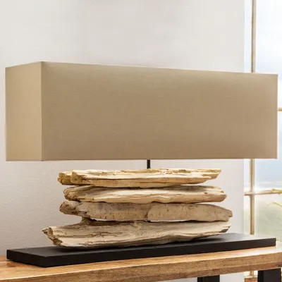Produktbild von cagü: Unikat XL Tischlampe TIMOR Beige aus Treibholz handgefertigt 80cm Breite x 55cm Höhe