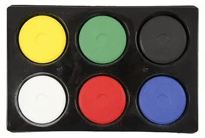 Productafbeelding van Waterverf in palet, 57 mm, basiskleuren, 6 kleuren.