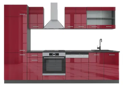 Produktbild von Küchenzeile Vicco R-Line Rot Hochglanz/Anthrazit 300 cm , AP Anthrazit, Model 43255